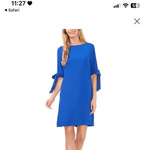 Women’s tie cuff 3/4 sleeve crew neck shift dress